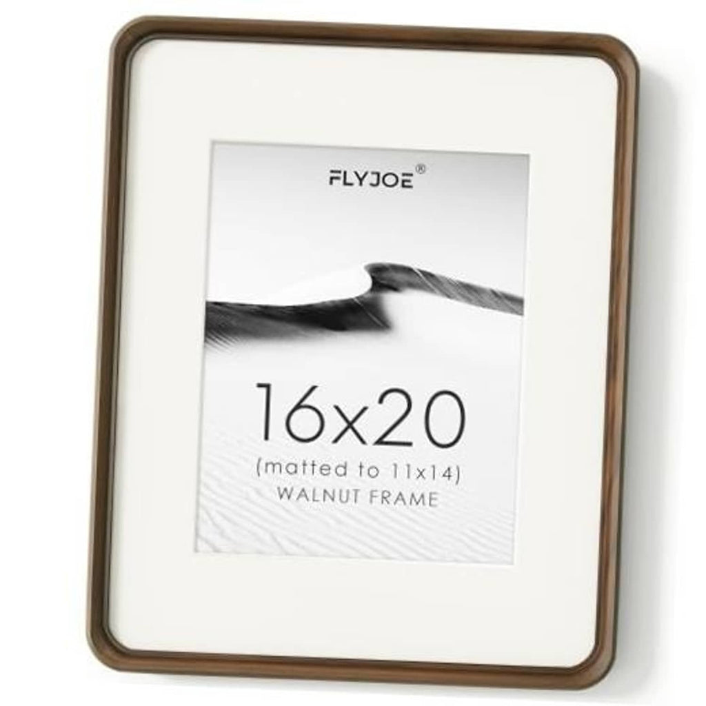 Walnut solid wood picture frame with white mat for 16x20, matted to 11x14