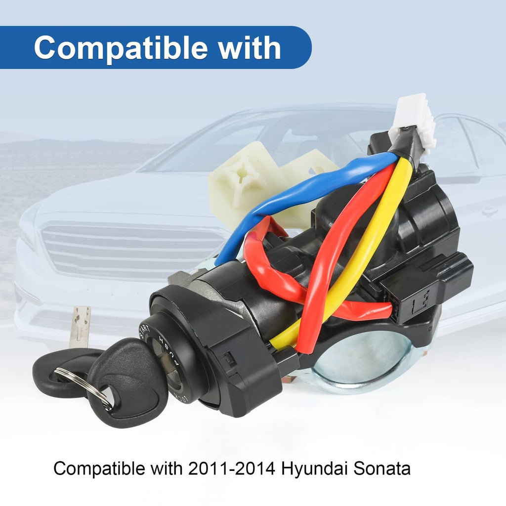 Ignition lock switch assembly with two keys and colorful wire leads, keyed cylinder included