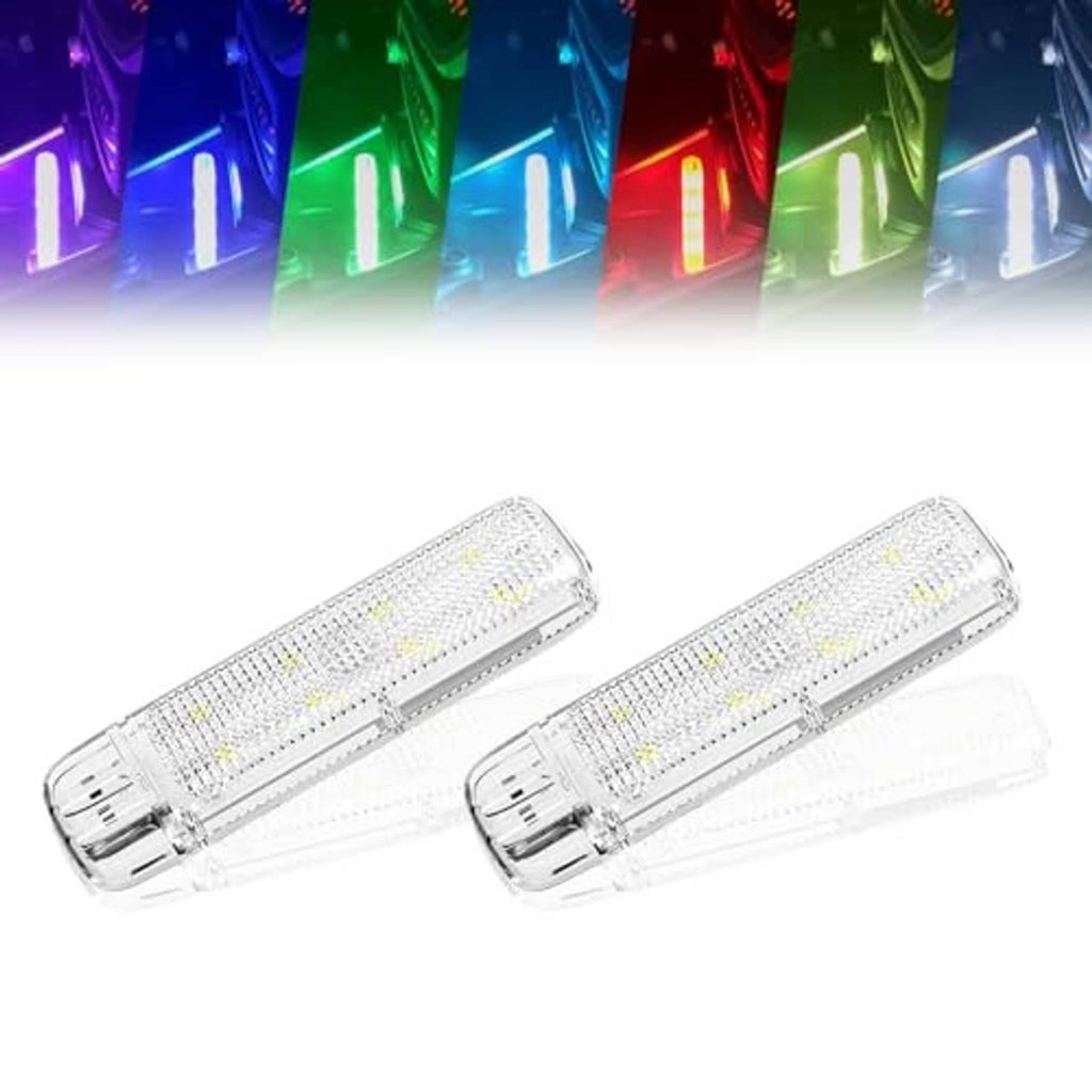 Two clear LED light bars for car interior with bright multi-color glow
