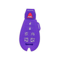 Deep purple silicone key fob cover with icon button panel and protective cutouts