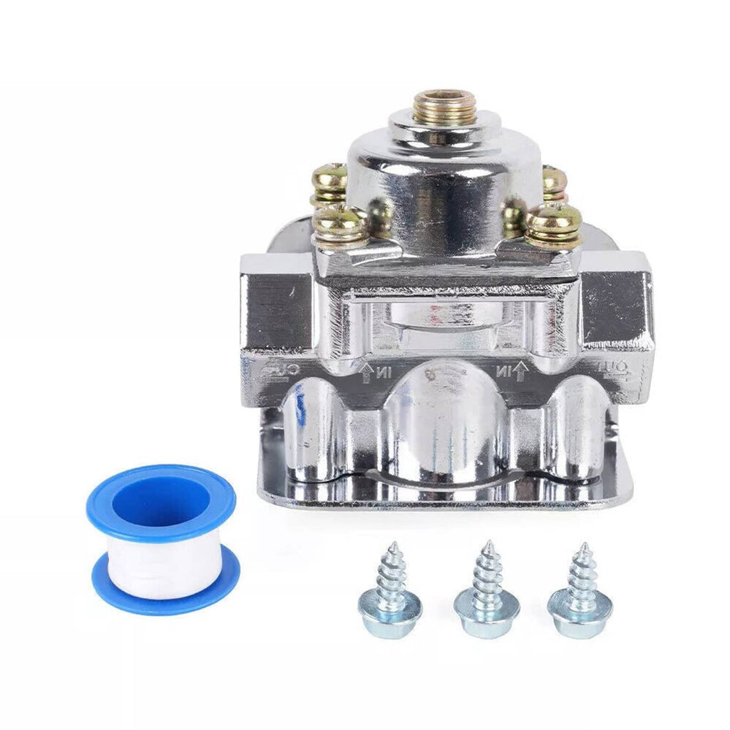 Chrome fuel pressure regulator valve with included gasket and three mounting screws