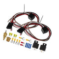 Dual electric fan relay kit with wiring harness, sensor, terminals, and relays