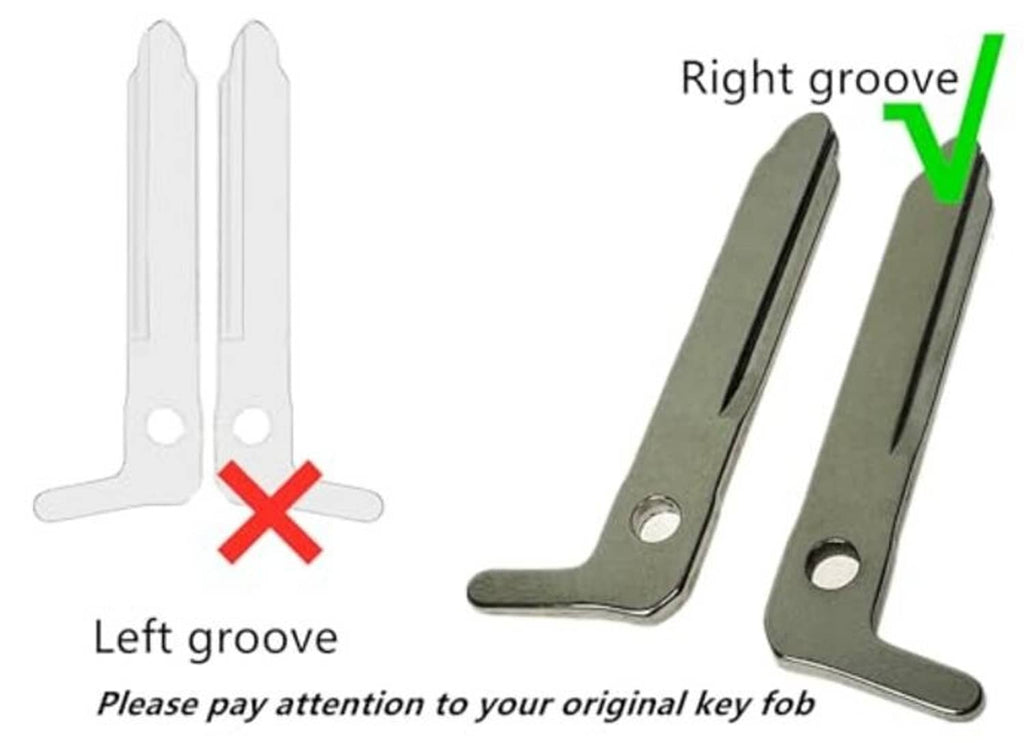 Metal key fob blade pieces showing right-groove layout for proper fit