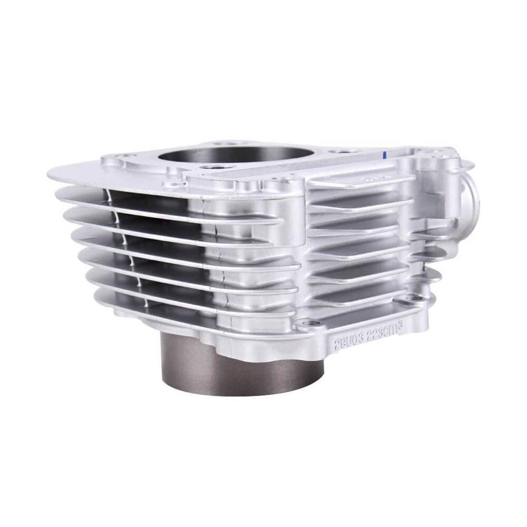 Motorcycle cylinder assembly with cooling fins and circular bore