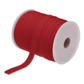 Wine red double-fold bias tape spool with 1/2 in tape end, polyester ribbon