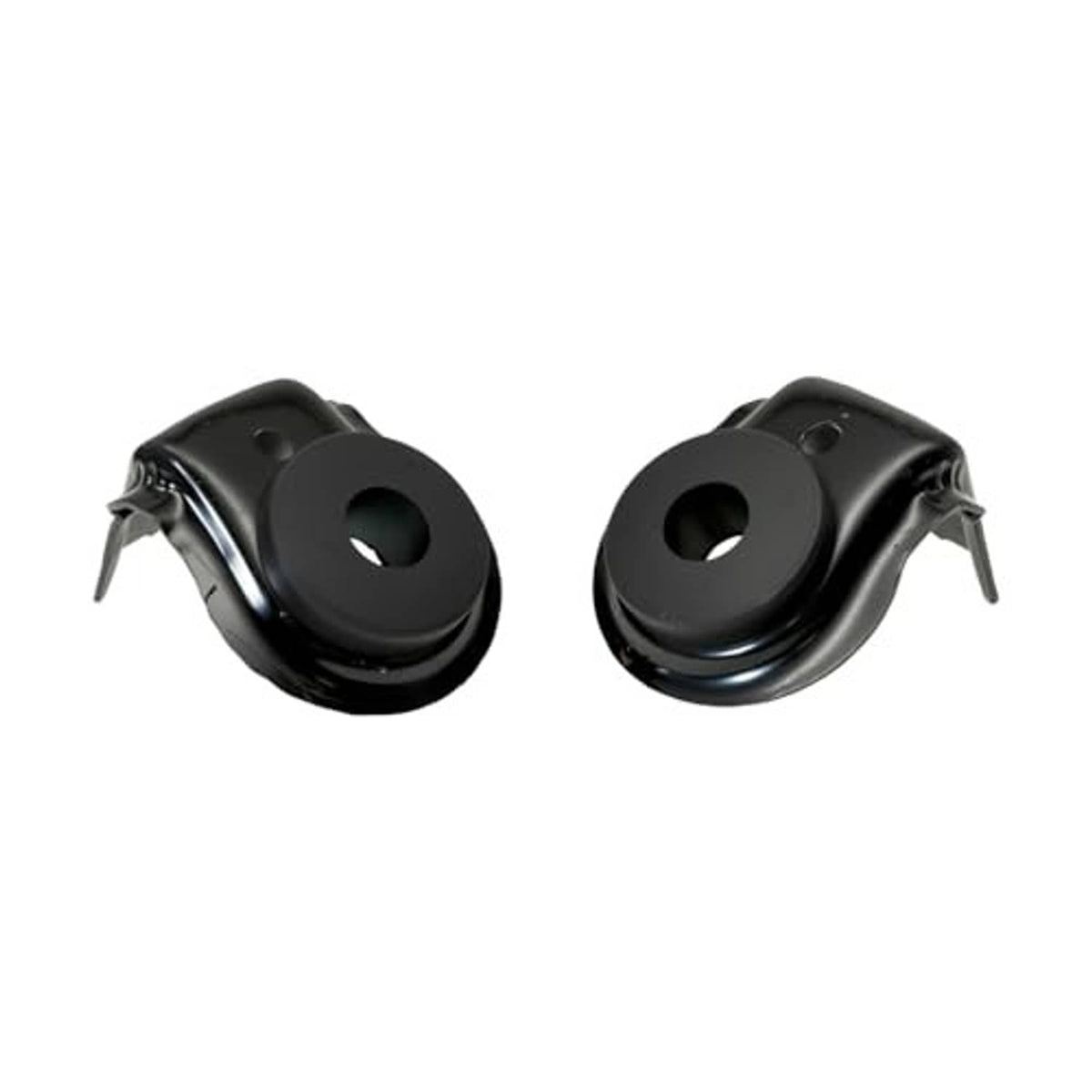 Black upper radiator bracket set with rubber isolators, 2 pcs, rear angle