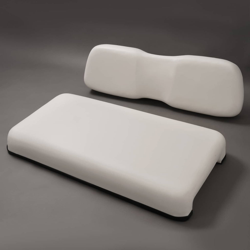 White seat cushion covers set: rectangular seat bottom and arched backrest