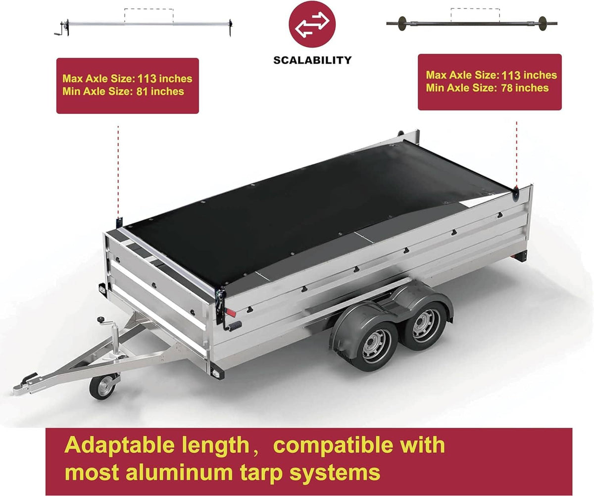 Black dump truck tarp set installed on open metal bed with secure straps