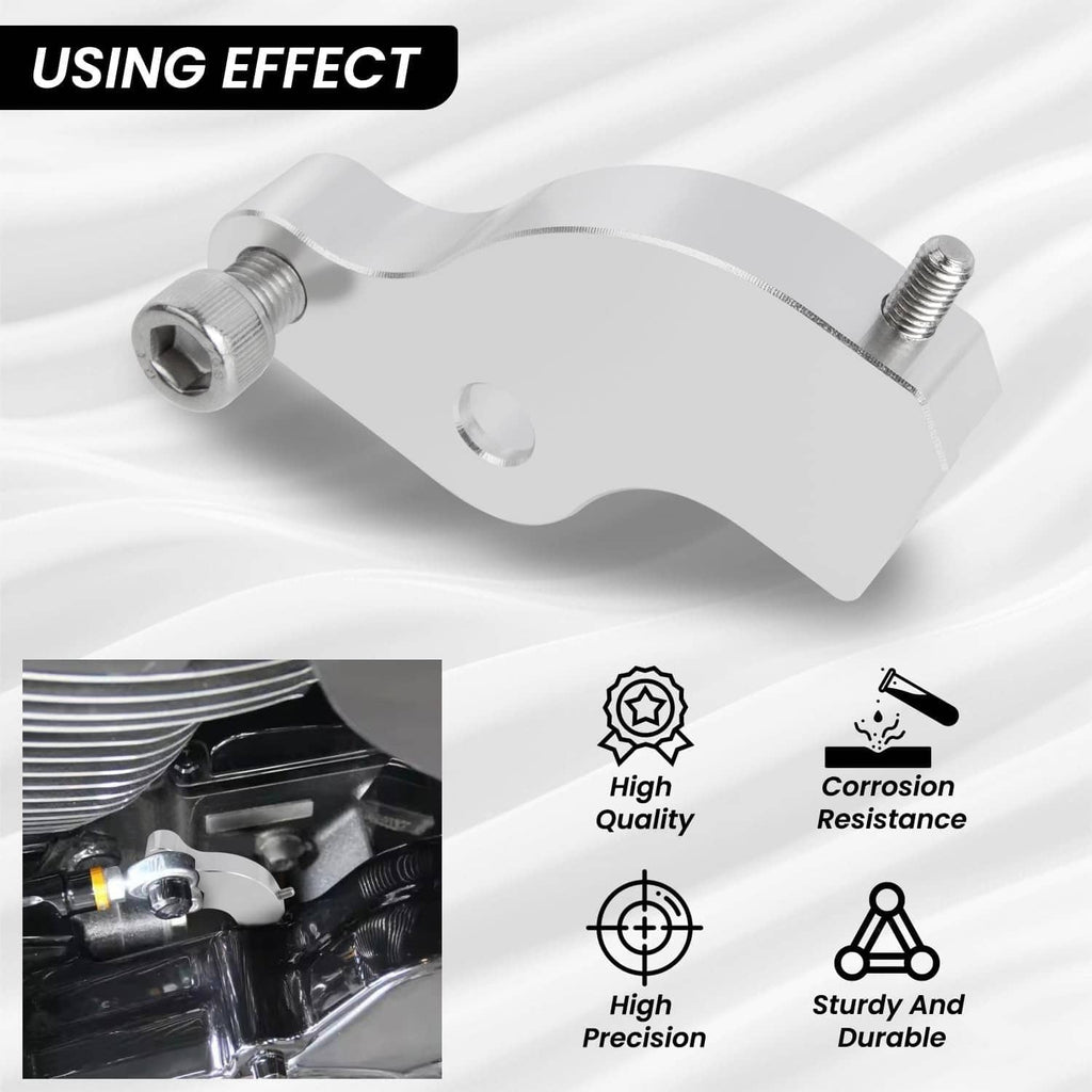 Chrome neutral gear shift assist bracket, silver finish with threaded studs