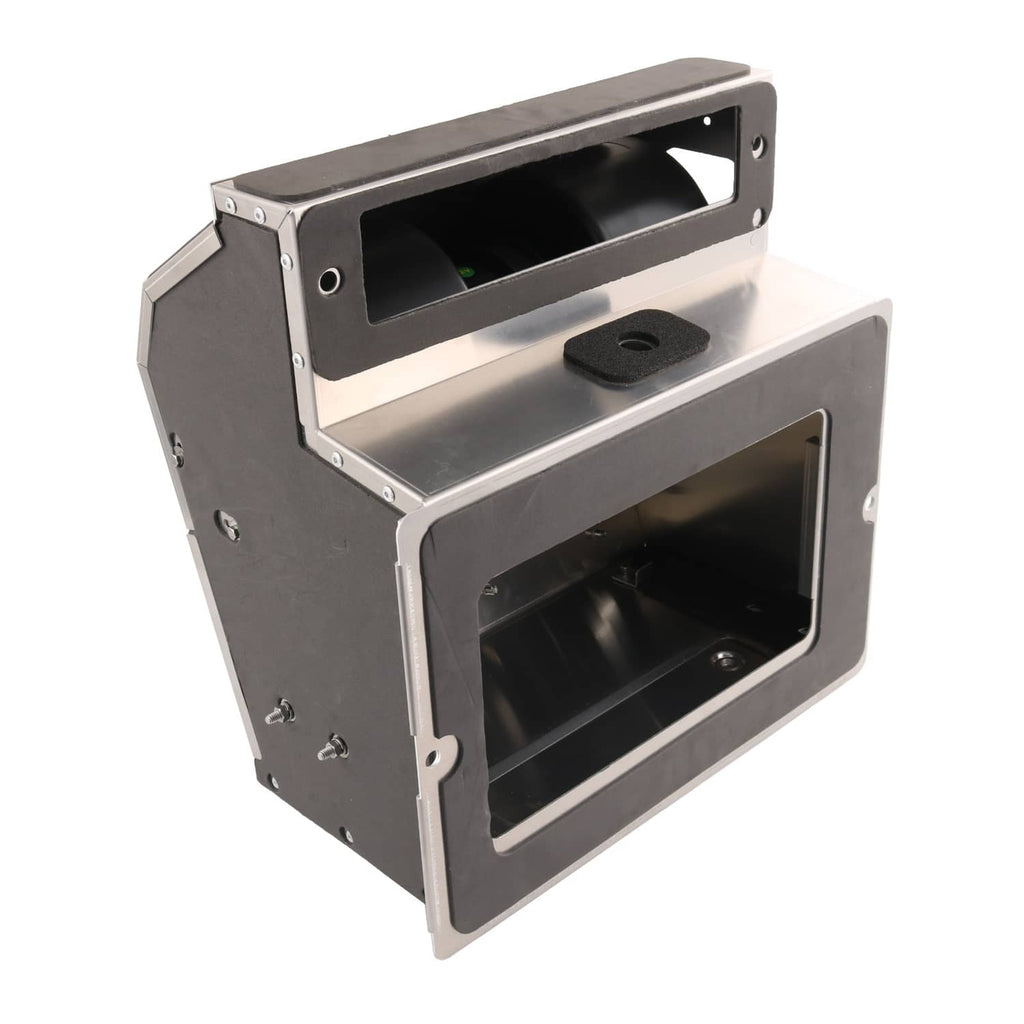 Aluminum heater AC box housing with top and front access openings
