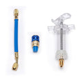 Manual oil injector kit with blue handle, brass fittings, and clear injector head