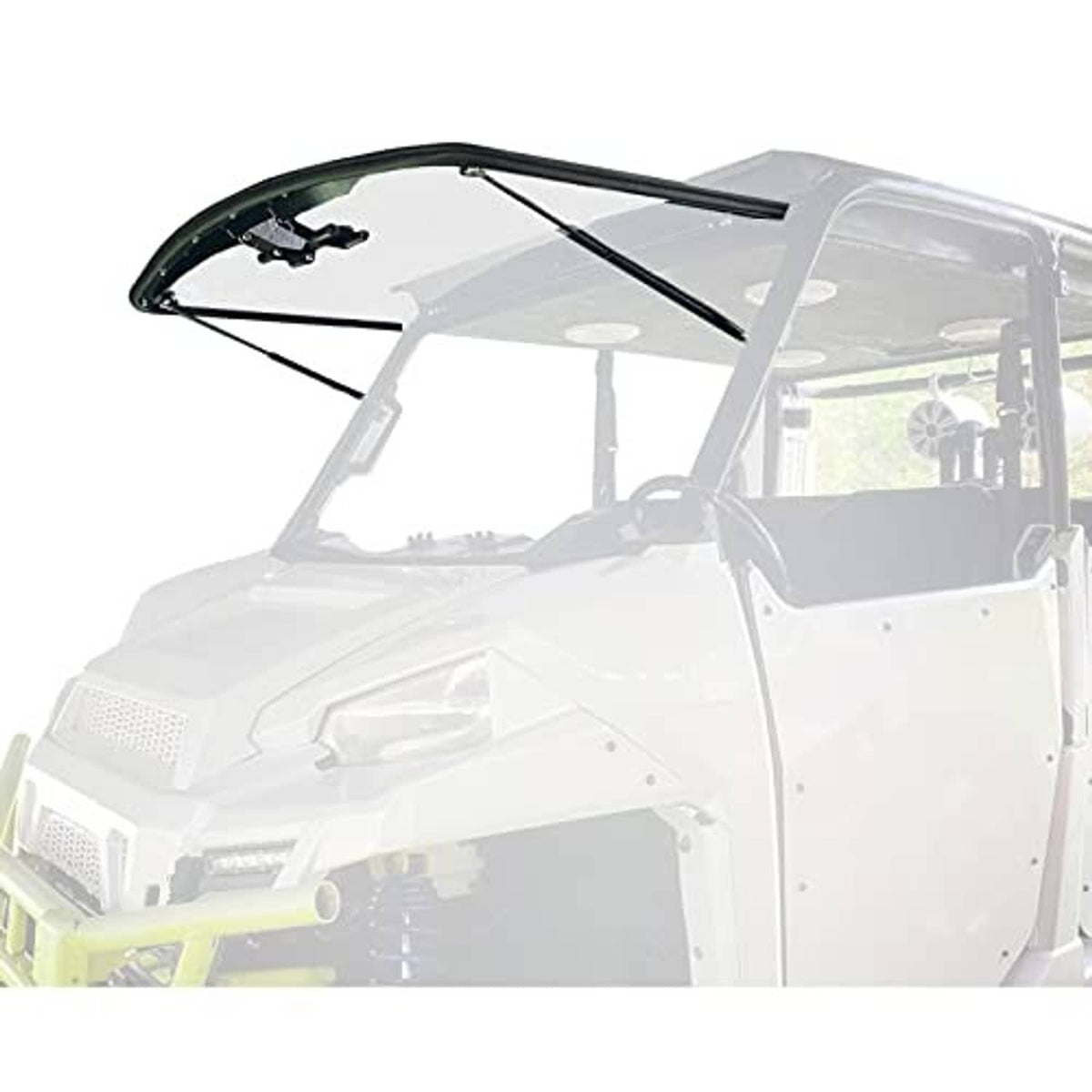 UTV flip windshield replacement, clear windshield with black frame on Polaris Ranger