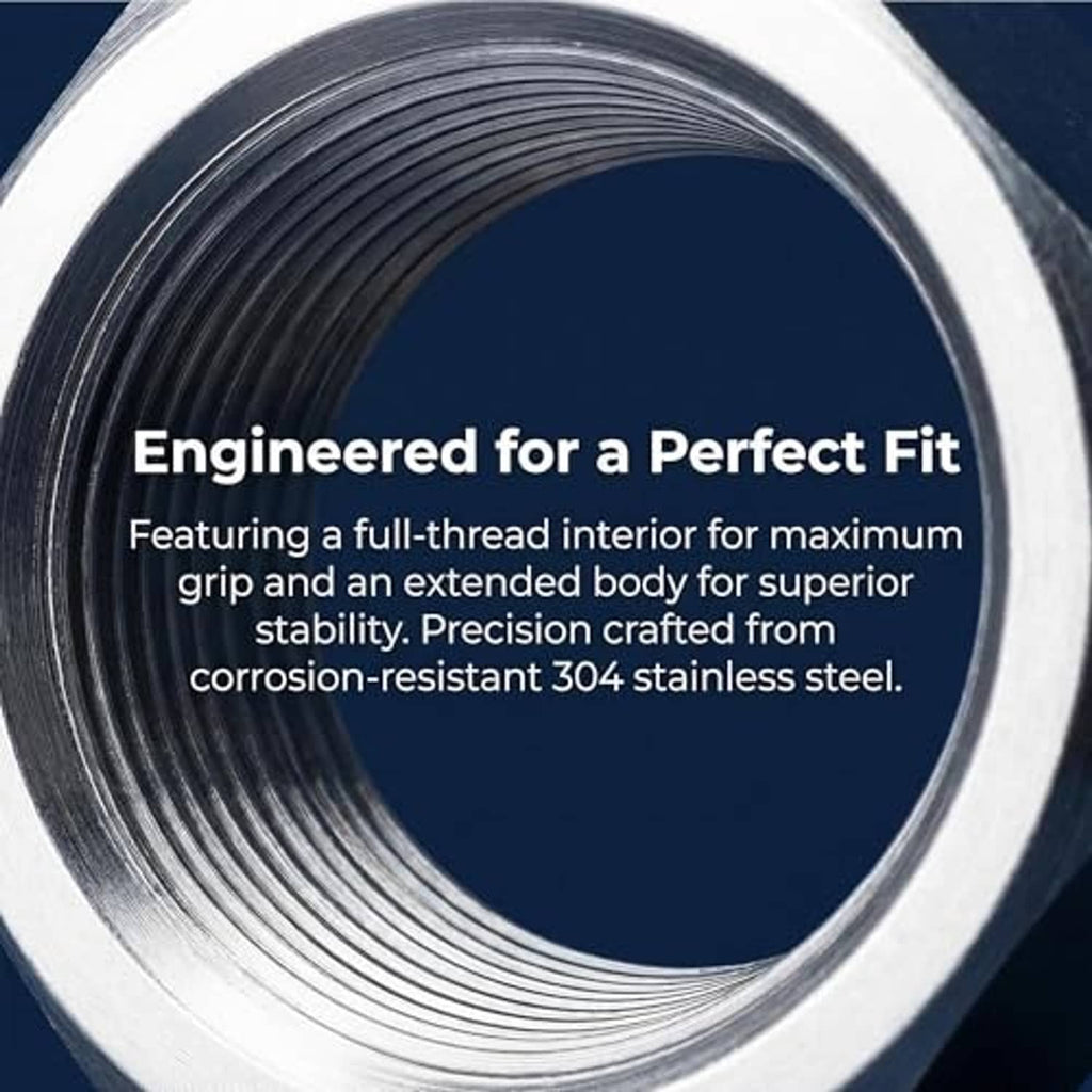 Close-up of 304 stainless steel M6 threaded interior of coupling sleeve
