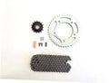 Motorcycle drive chain and sprocket kit set with chain, rear sprocket, pinion gear
