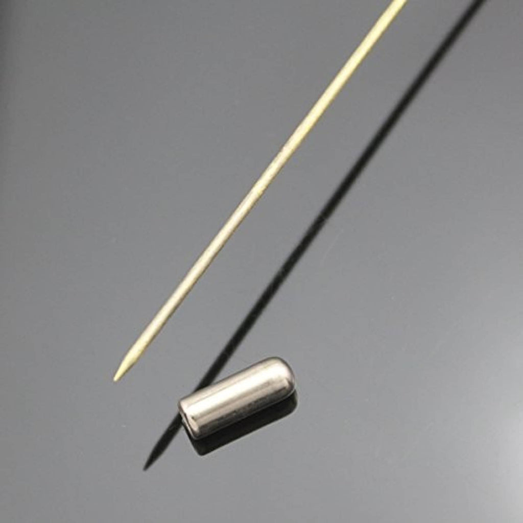 Gold-tone hatpin stem tip with cylindrical needle guard