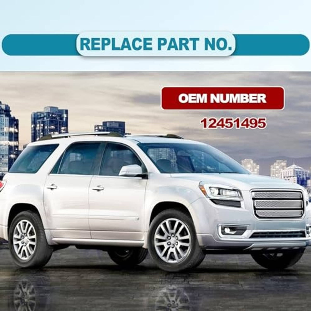 White SUV with OEM replacement number banner for seat switch part