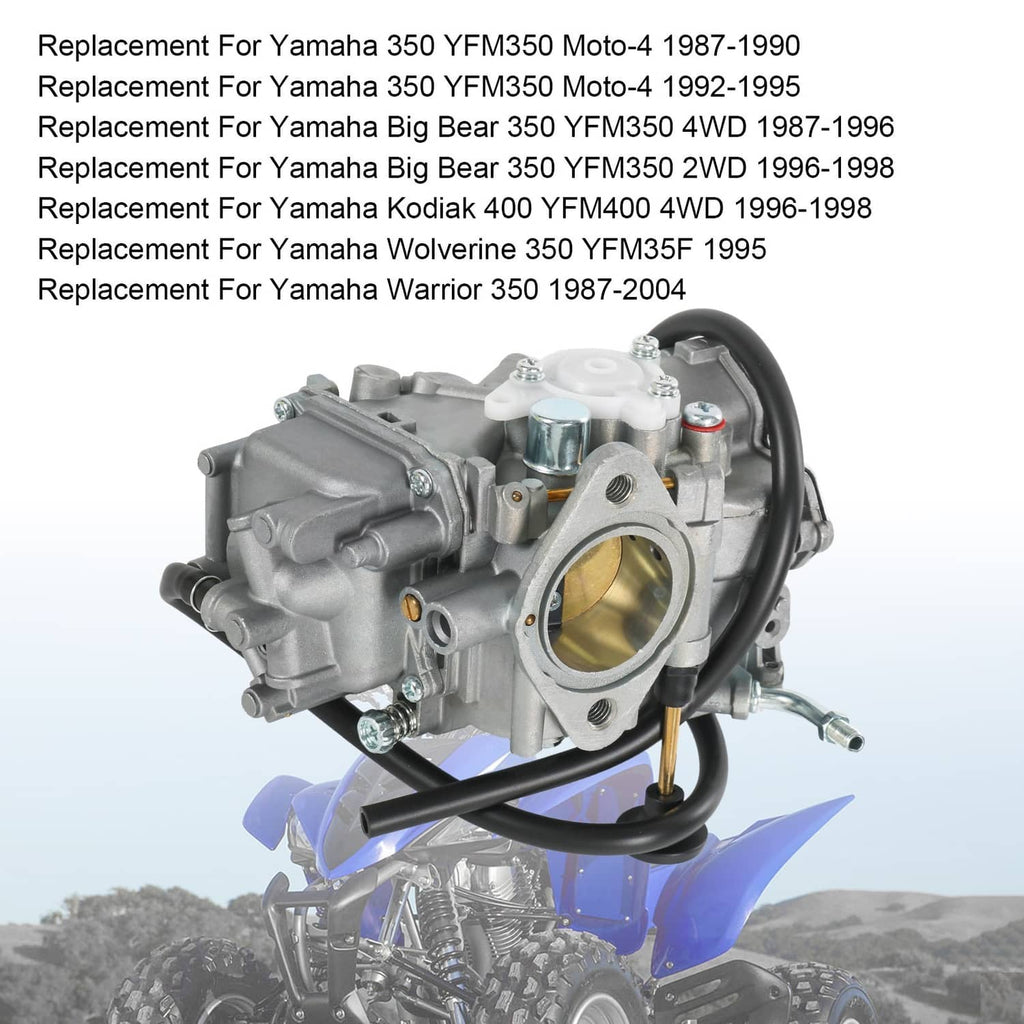 ATV carburetor replacement unit with round intake port and fuel line fittings