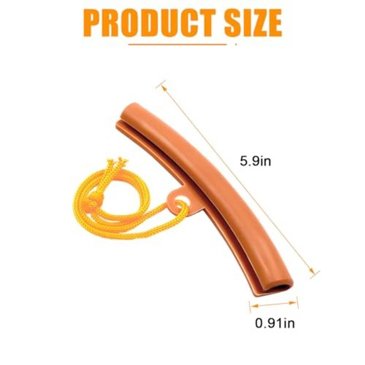 Orange curved rim protector strip with yellow pull cord, single piece.