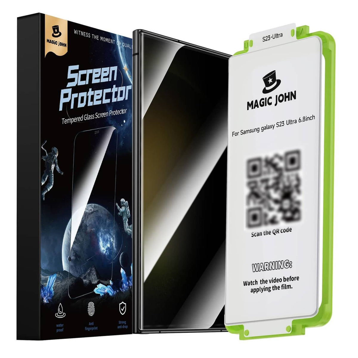2-pack privacy tempered glass screen protectors for Galaxy S23 Ultra (6.8 inch)