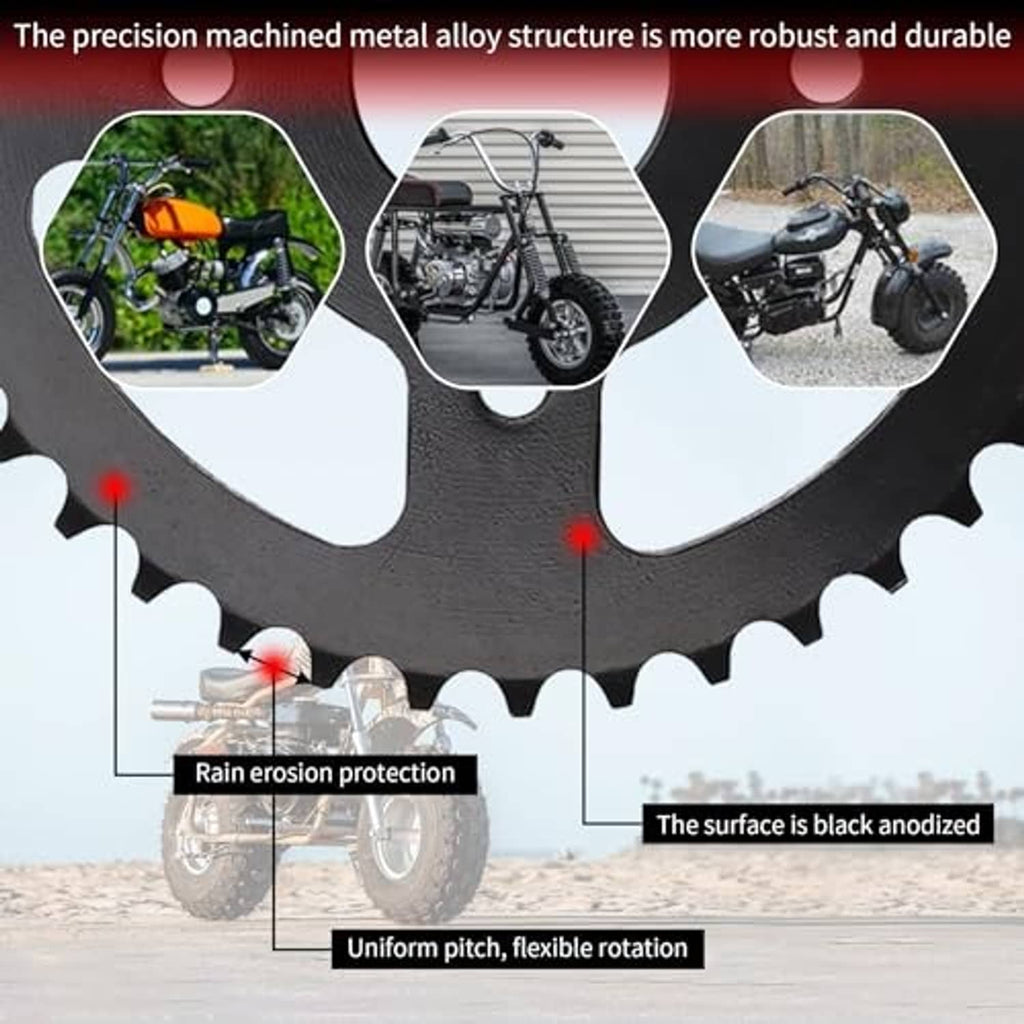 Black 40T chain sprocket with teeth and central bore