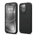 Dark silicone iPhone case for full coverage, camera cutout, and side button openings