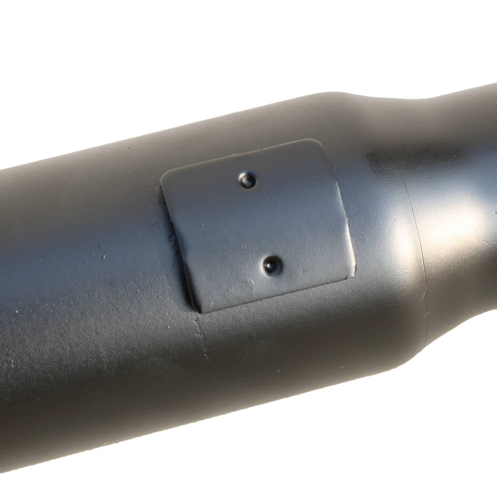 Rear driveshaft prop shaft with rectangular mounting plate and two bolt holes