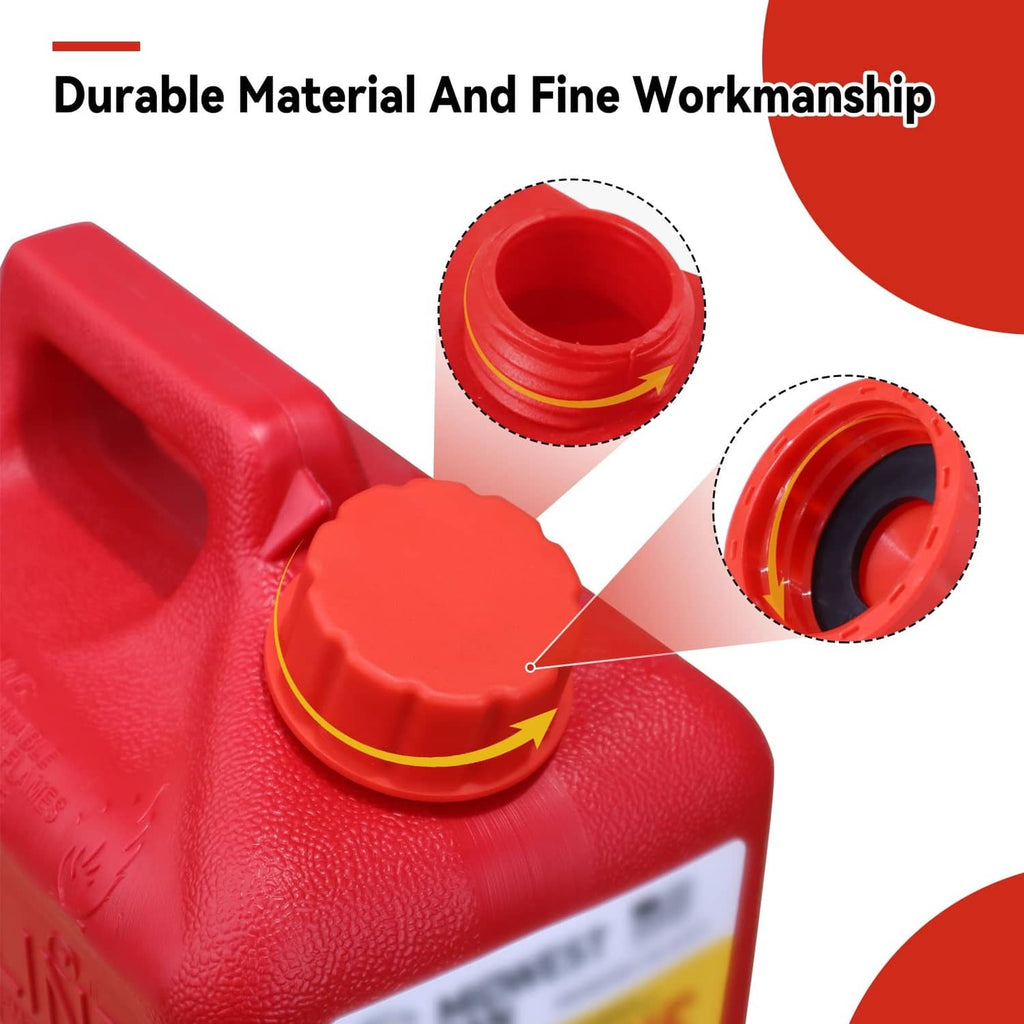 Red gas can replacement cap with black gasket insert and ribbed side grip