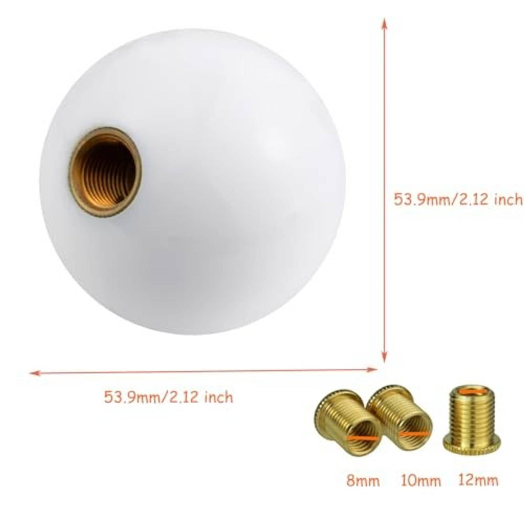 White round shift knob with brass threaded insert and multiple brass screws