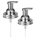 Stainless steel foaming pump lids for mason jars, two-piece, with white tubes