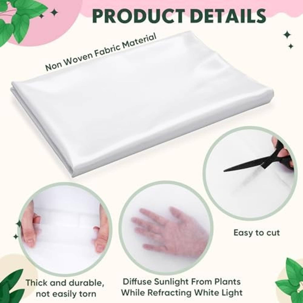 Non-woven white plant cover fabric sheet with smooth, thick edges