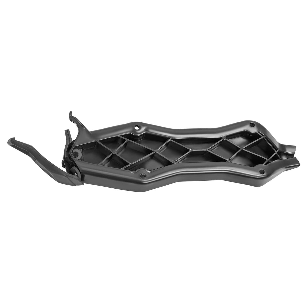 Dark plastic fuel caddy base with open grid interior and raised rim