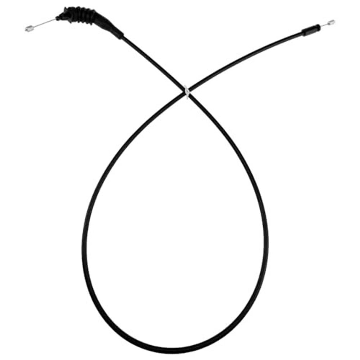 Black hood release cable with hook-style terminals and metal pin ends