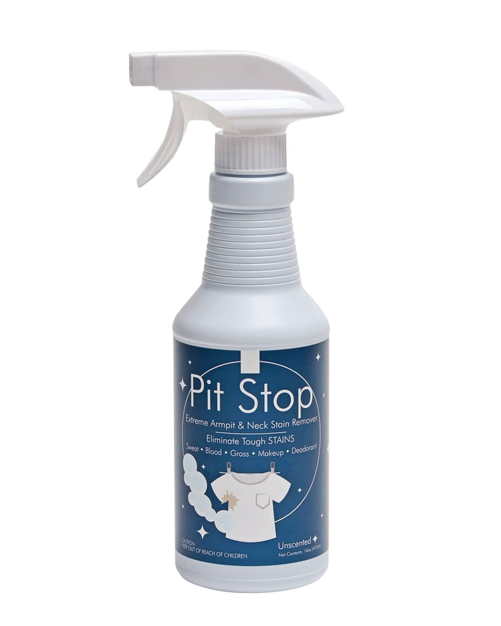 Pit Stop antiperspirant armpit stain remover spray bottle with white trigger sprayer