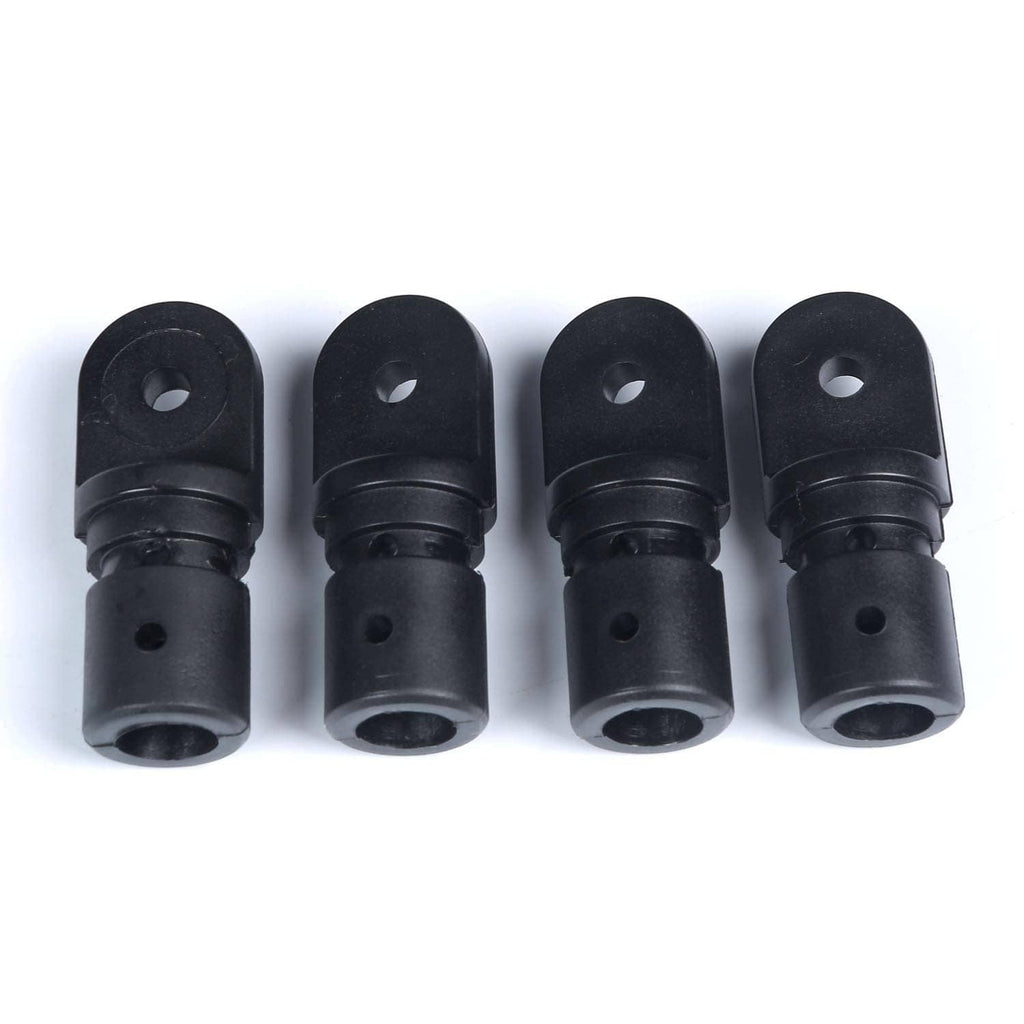 Set of black bimini eye end cap fittings with oval mounting holes