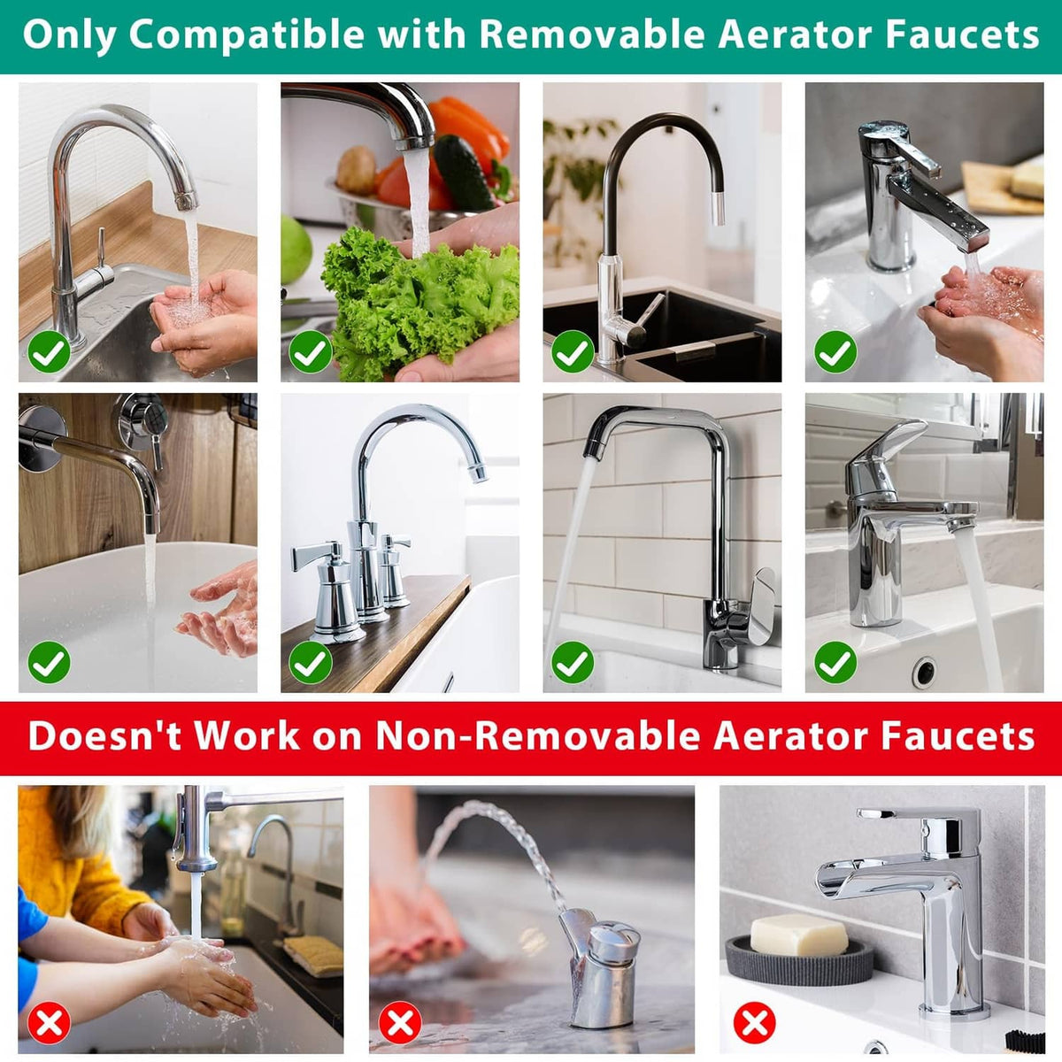 Silver faucet-to-garden hose adapter with built-in aerator for removable aerator faucets