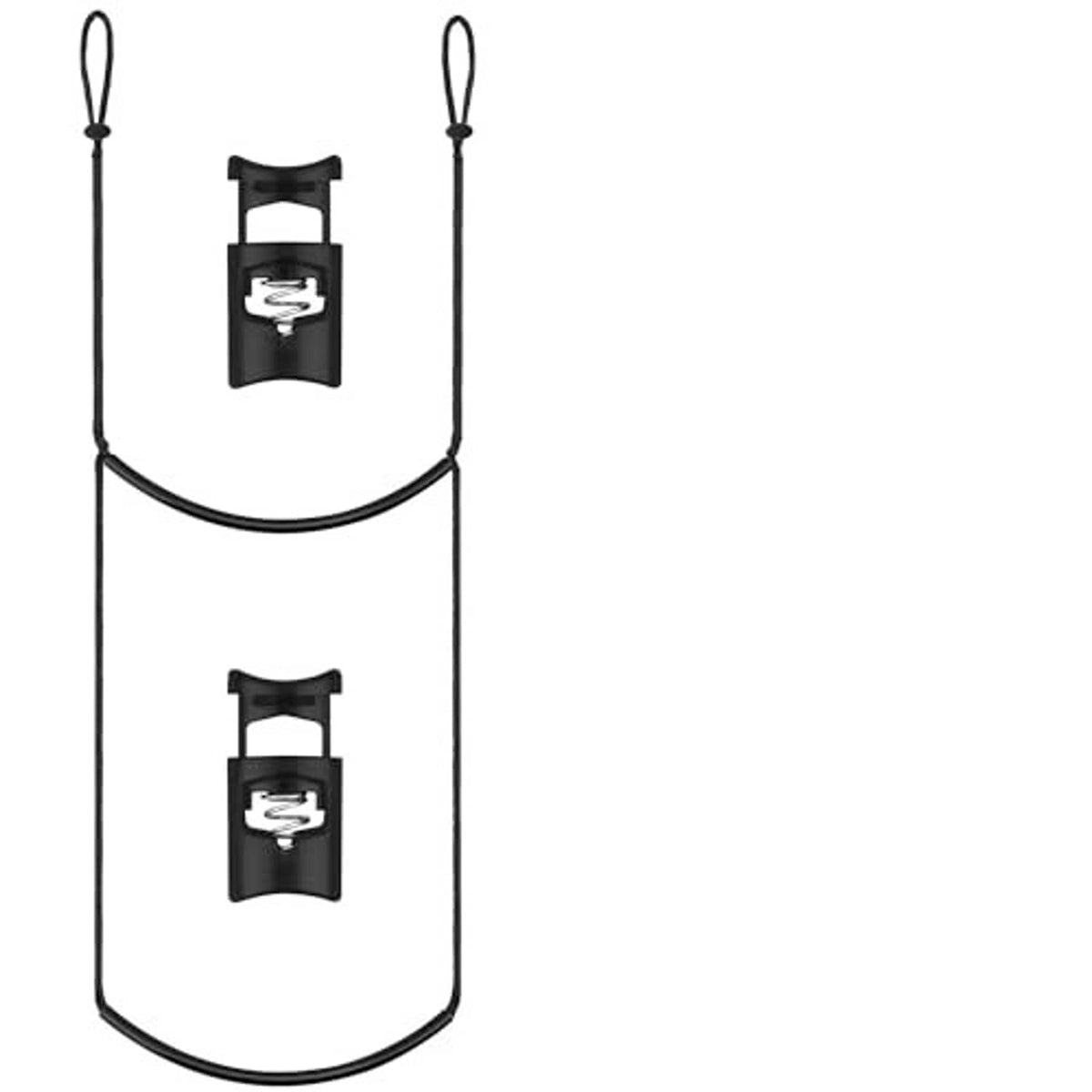 Climbing aider rope with two black step holders and twin hanging loop handles