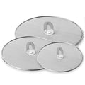 Stainless steel splatter screen set of 3, three round covers with central handles