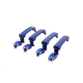 Set of four blue exterior door handles with mounting posts