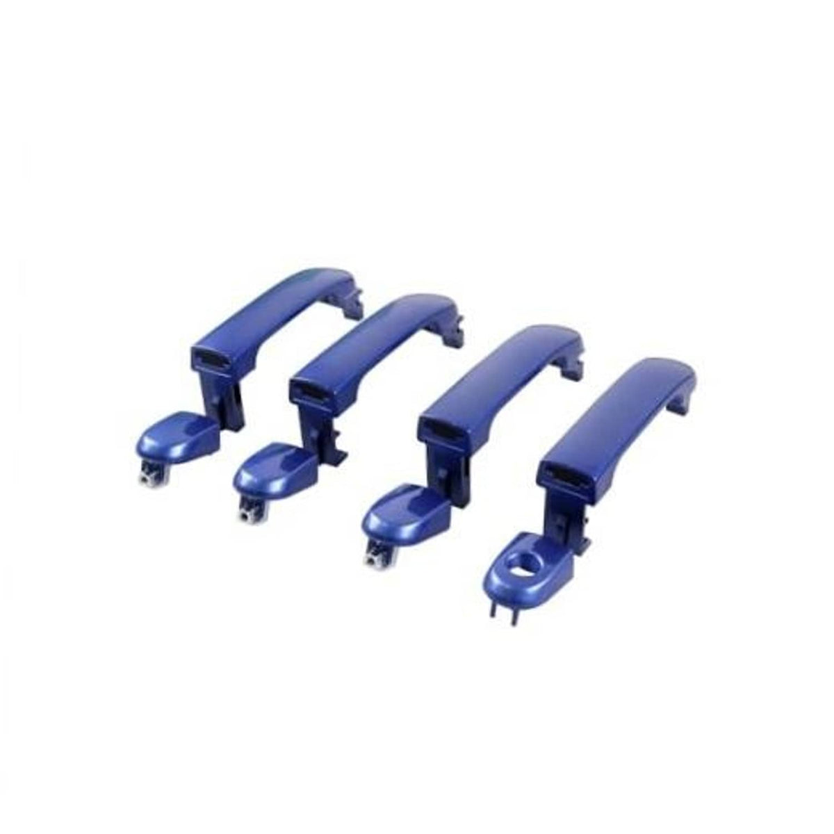 Set of four blue exterior door handles with mounting posts