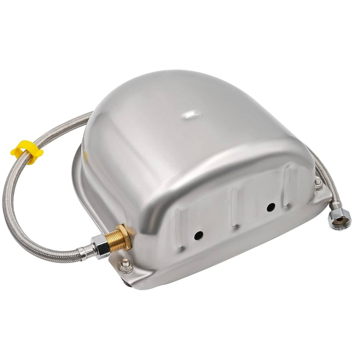 Automatic stainless steel water dispenser housing with brass fittings and inlet tubing