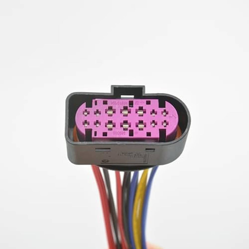 14-pin car HID xenon pigtail plug connector with purple circuit face and wire leads