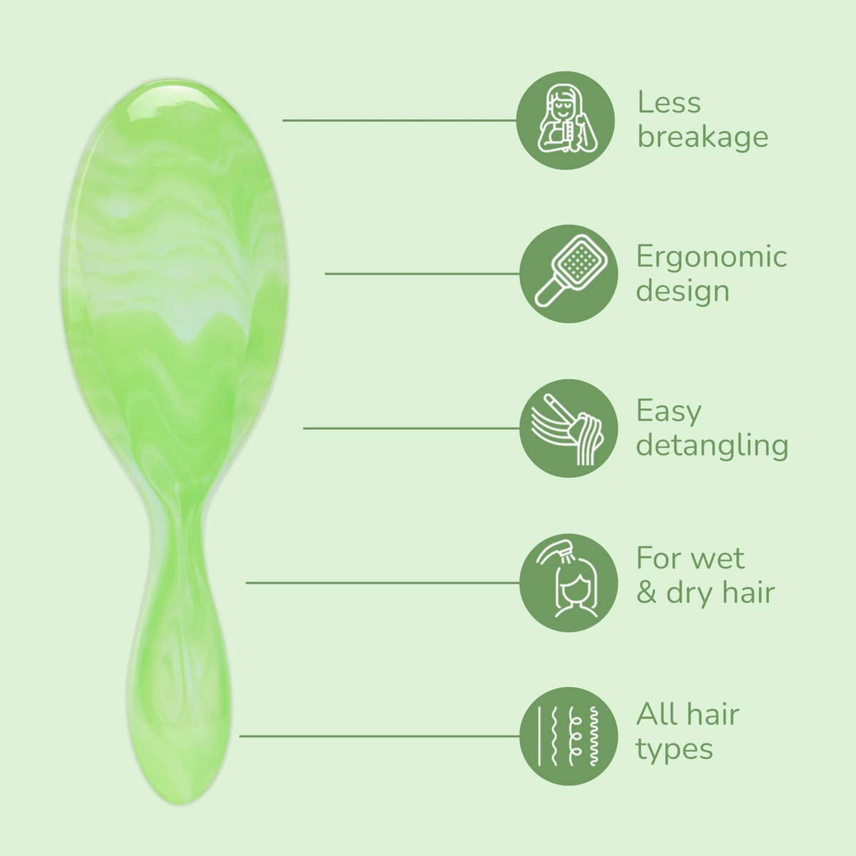 Lime-green Wet Brush detangling hair brush with cushioned flexible bristles