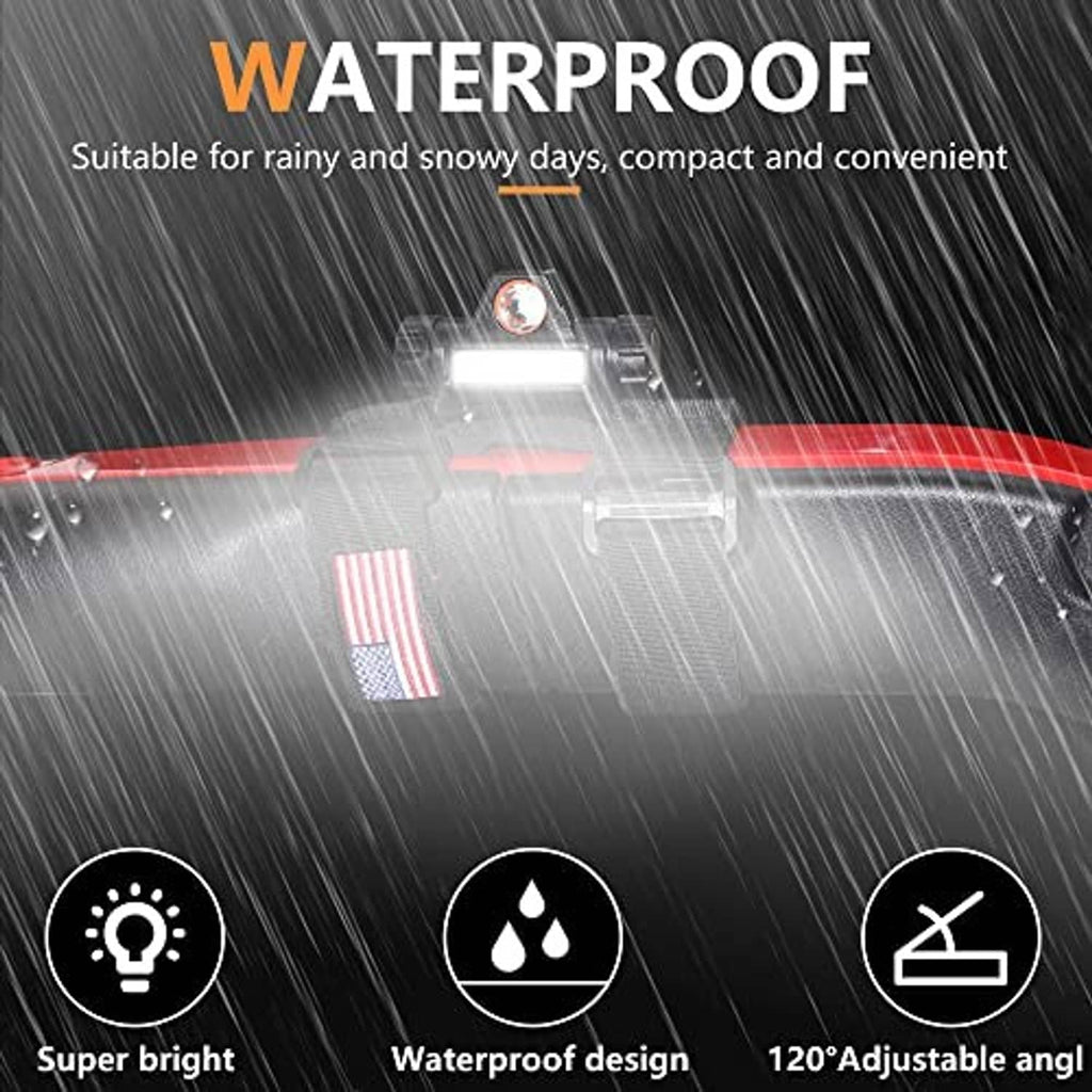 Waterproof UTV dome light with bright white beam, shown with water spray effects