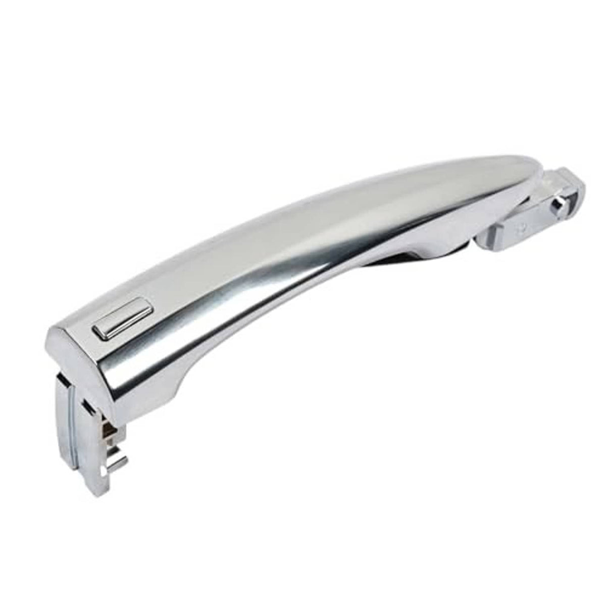 Chrome passenger-side door handle with integrated rectangular trim detail