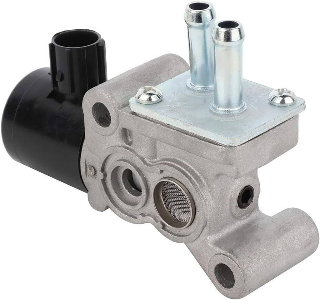Idle air control valve with black intake horn and metal body with screen insert