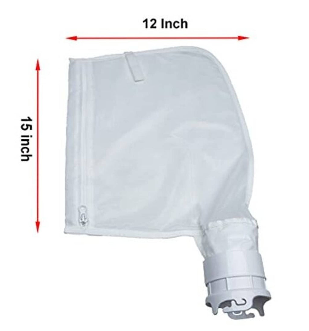 White fine-mesh debris bag with zipper closure, 12-inch size view
