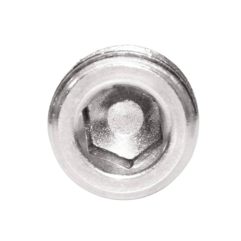 Stainless steel NPT pipe plug, male thread, hex socket head view