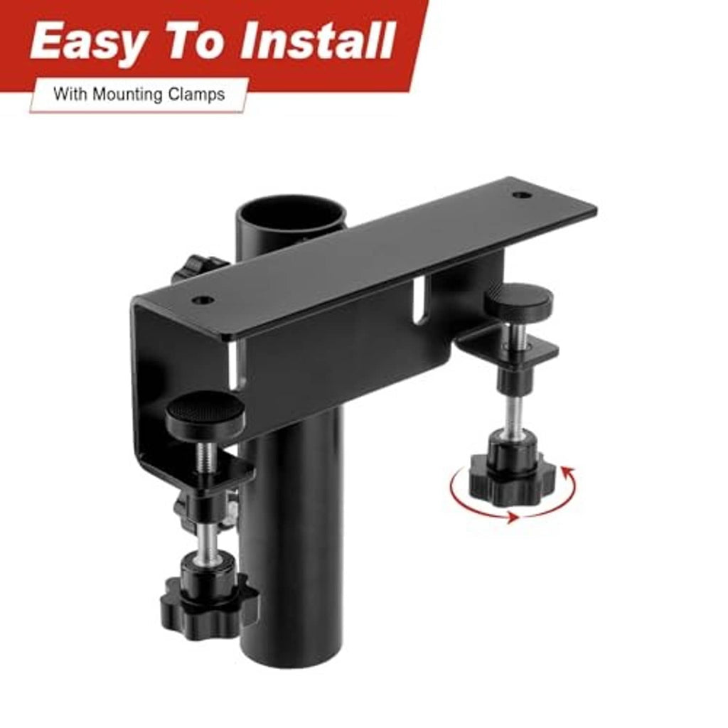 Black truck flag pole mount kit with clamps, no-drill design for roof edges