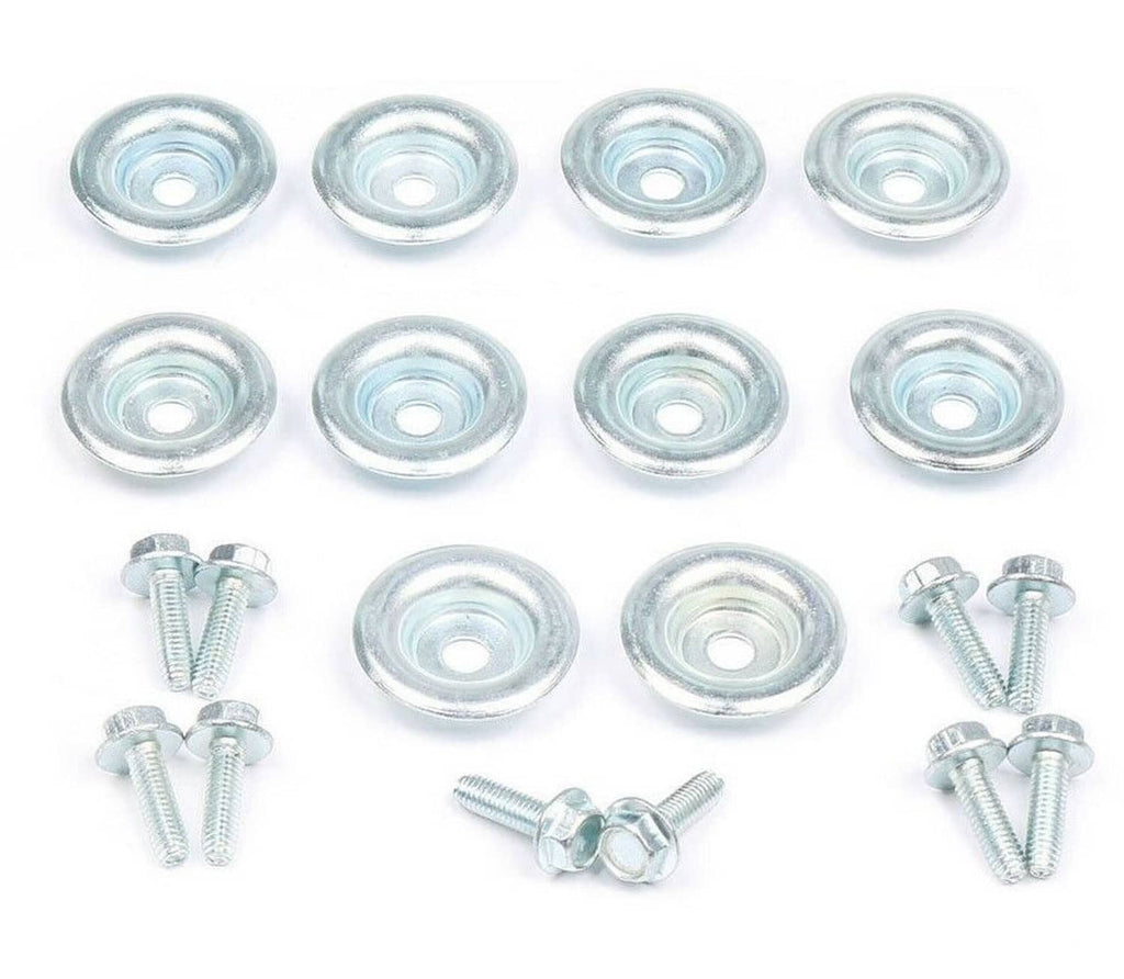 Galvanized skid plate washer bolts with round washers and hex-head bolts, mixed set