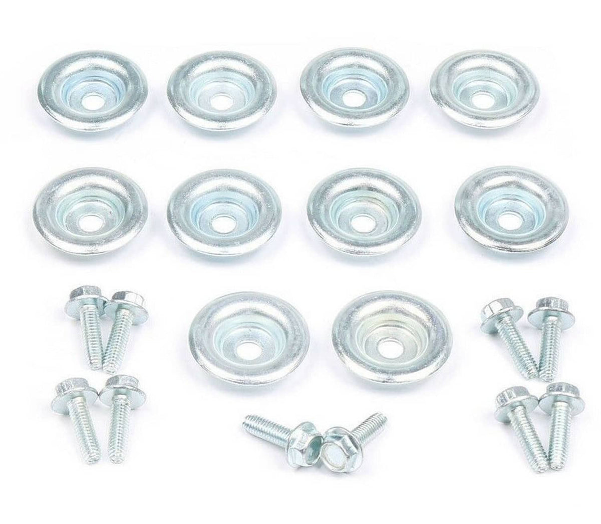 Galvanized skid plate washer bolts with round washers and hex-head bolts, mixed set